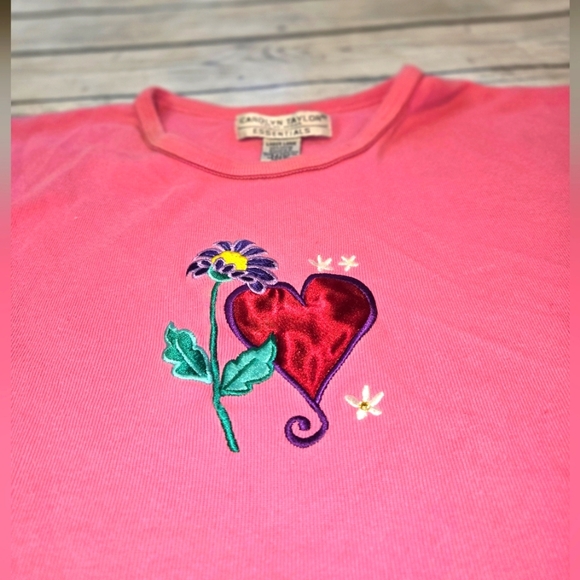 VTG Carolyn Taylor Women's Pink Embroidered T-shirt - Picture 2 of 3
